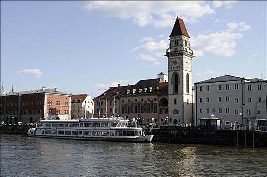 多瑙河,市政厅,帕绍,巴伐利亚,德国,欧洲