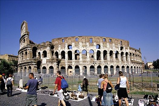 游客,角斗场,罗马圆形大剧场,街道,销售,罗马,意大利,欧洲