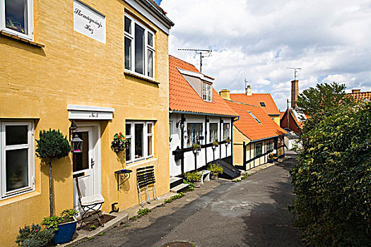 排,木结构房屋,乡村,丹麦,欧洲