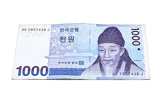 韩国,货币,钞票,隔绝,白色背景,背景