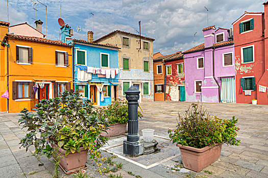 彩色,涂绘,房子,布拉诺岛,威尼斯,威尼托,意大利,欧洲