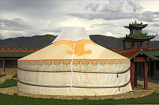 传统,蒙古,蒙古包,和谐,酒店,乌兰巴托,亚洲