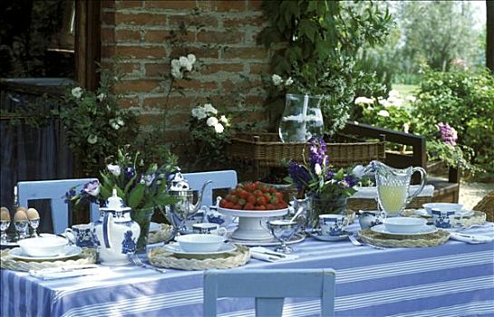 豪华,早餐桌,花园