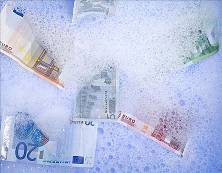 欧元,钞票,泡沫,洗钱
