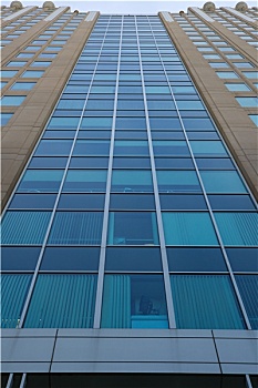 蓝色,绿色,窗户,摩天大楼