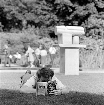 男人,读,公园,伦敦