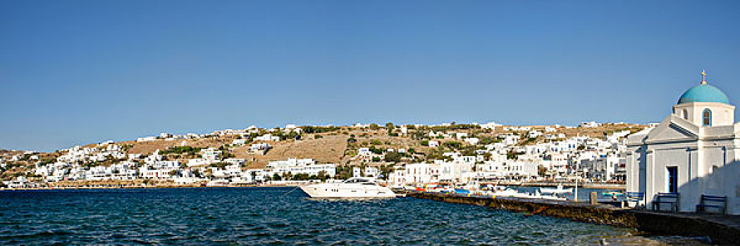 米克诺斯岛,希腊,船,白色,建筑,市区,大幅,尺寸