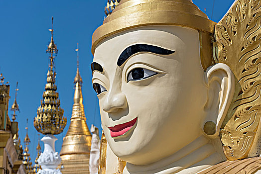 雕塑,大金塔,仰光,缅甸,亚洲