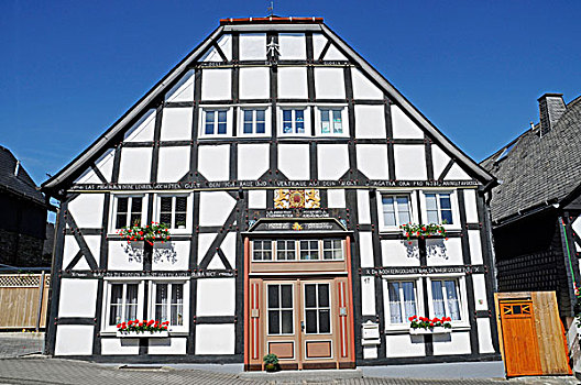 半木结构房屋,乡村,藻厄兰,区域,北莱茵-威斯特伐利亚,德国,欧洲