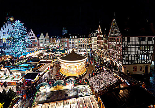 圣诞市场,方形,法兰克福,黑森州,德国,欧洲