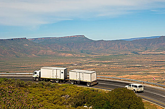重,卡车,道路,高原,背影,西部,省,南非,非洲