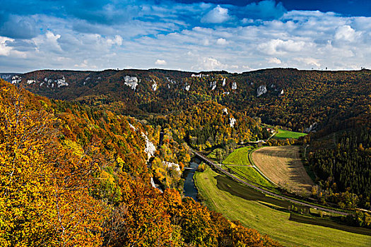 风景,上方,多瑙河,间隙,城堡,自然公园,朱拉,巴登符腾堡,德国,欧洲