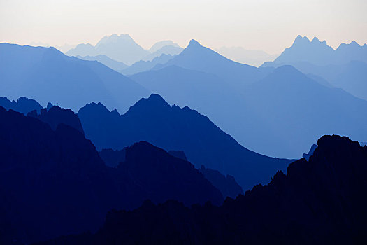 阿尔卑斯山,蓝色,钟点,山,提洛尔,奥地利,欧洲