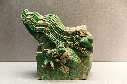 宋代绿釉陶鸱吻,河南省洛阳博物馆馆藏文物