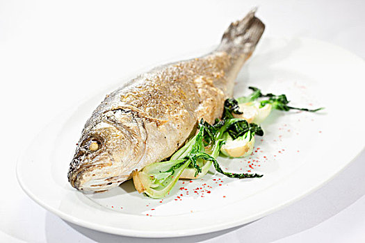 鲑鱼,小白菜,大浅盘