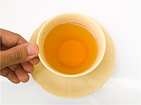 茶杯,手,隔绝,白色背景,背景