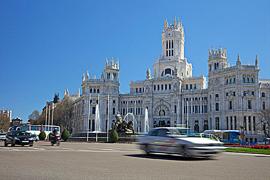 交通,城镇广场,宫殿,西贝列斯广场,马德里,西班牙