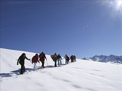 法国,远足者,雪鞋,山