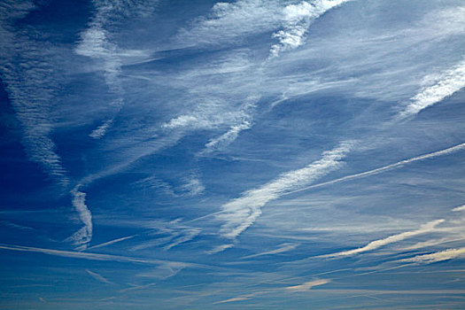 喷气式飞机,飞行云,卷云,云,蓝天,高处,北方,亚利桑那,美国