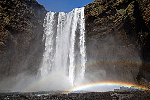 瀑布,彩虹,冰岛,欧洲