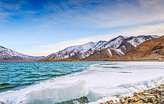 新疆,雪山,蓝天,湖泊,冰块