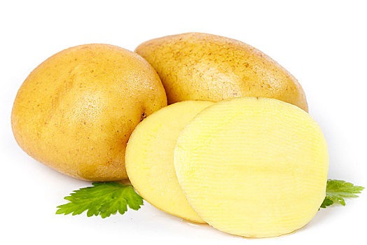 白底上的黄心土豆