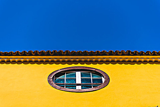 黄色,建筑外观,圆,窗户,老城,圣克里斯托瓦尔,泻湖,特内里费岛,加纳利群岛,西班牙,欧洲
