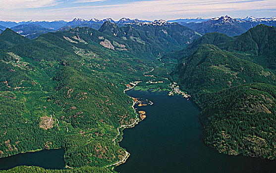 俯视,小湾,山峦,温哥华岛,不列颠哥伦比亚省,加拿大
