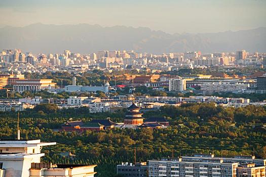 北京风景天坛祈年殿与天安门