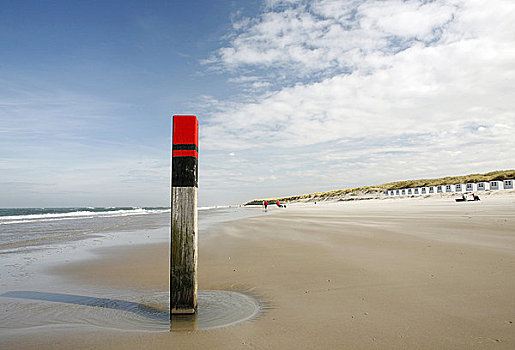 木杆,海滩,特塞尔,海滨别墅,背景,荷兰
