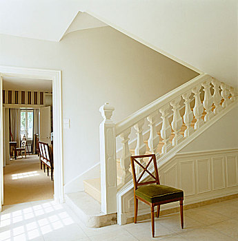 走廊,路易十八,栏杆,简单,楼梯,涂绘,新,地面