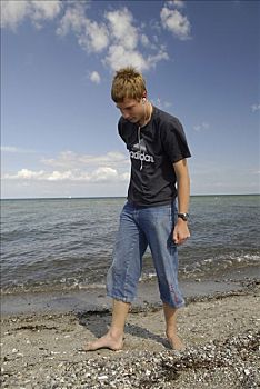 男孩,波罗的海,海滩,德国