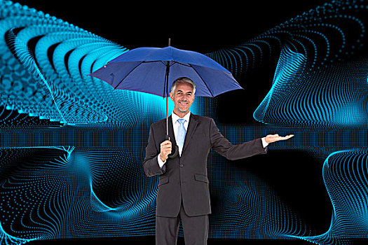 宁和,商务人士,拿着,蓝色,伞
