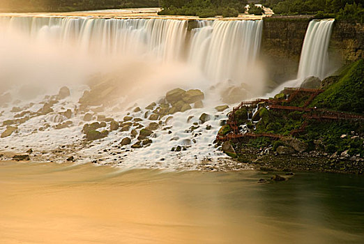 瀑布,金色,尼亚加拉瀑布,安大略省,加拿大