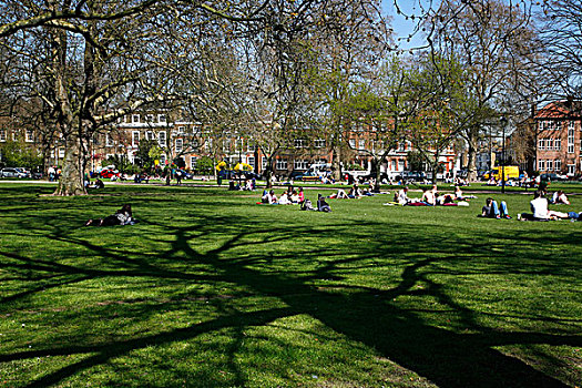 享受,春天,阳光,绿色,伦敦,英国