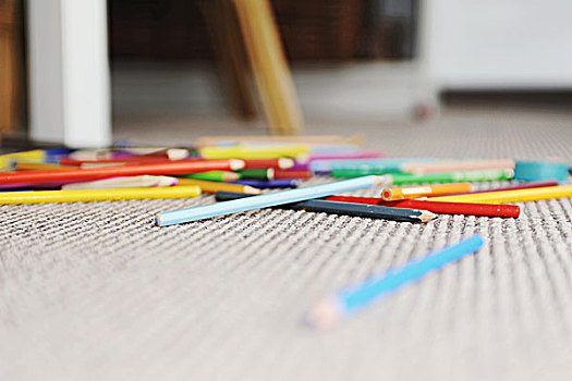 彩笔,堆,地板