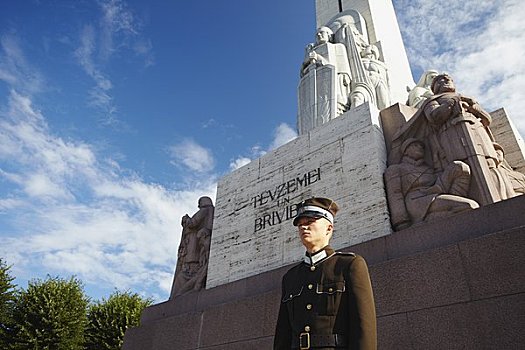 军人,保护,自由,纪念建筑,里加,拉脱维亚