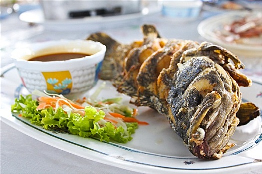 炸鱼,泰国,辛辣,海鲜,酱