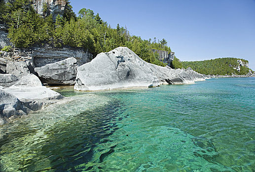 岩石,海岸线,布鲁斯半岛国家公园,靠近,乔治亚湾,安大略省,加拿大