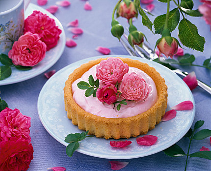 小蛋糕,粉色,玫瑰