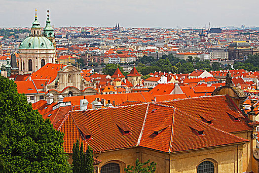布拉格,屋顶,城堡,山,布拉哈,捷克共和国