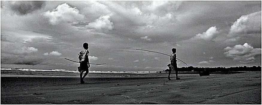 男孩,家,钓鱼,海滩,市场,孟加拉,六月,2008年