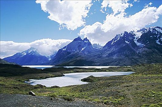 智利,巴塔哥尼亚,托雷德裴恩国家公园,风景,湖,山峰