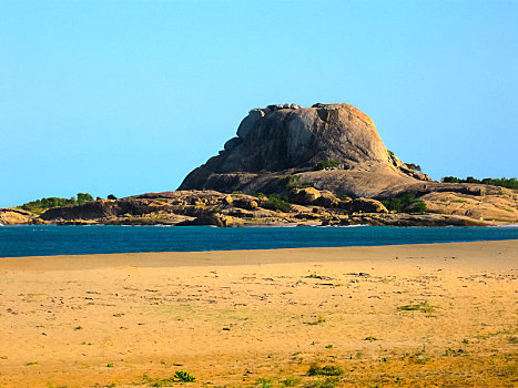 大象,石头,国家公园,斯里兰卡,印度洋