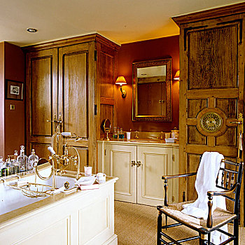 旧式,浴室,合适,柜厨,传统,盥洗盆