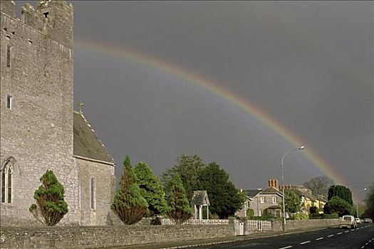彩虹,上方,建筑,爱尔兰