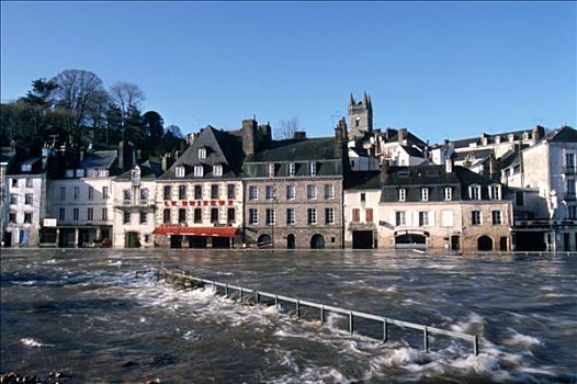 法国,布列塔尼半岛,洪水