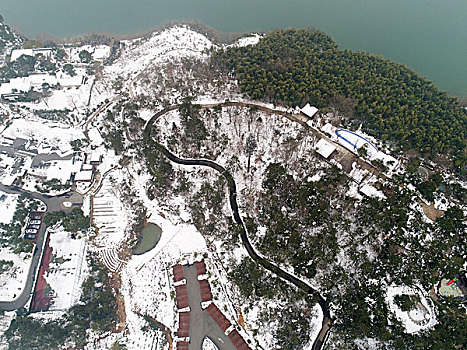 江苏天目湖涵田半岛雪景