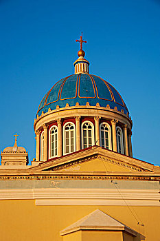 圆顶,教堂,锡罗斯岛,希腊,欧洲