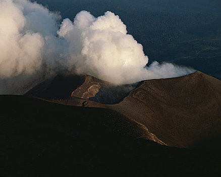 山,火山口,早晨